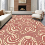 Crimson Swirl Abstract Geometric Rug