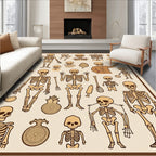 Whimsical Skeleton Collection Beige Rug