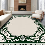 Emerald Scroll Floral Oval Frame Rug