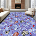 Whimsical Blue Butterfly Berry Branch Rug