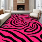 Hot Pink Black Swirl Stripe Rug