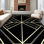 Art Deco Black Geometric Rays Rug