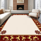 Rich Burgundy Tribal Animal Border Rug