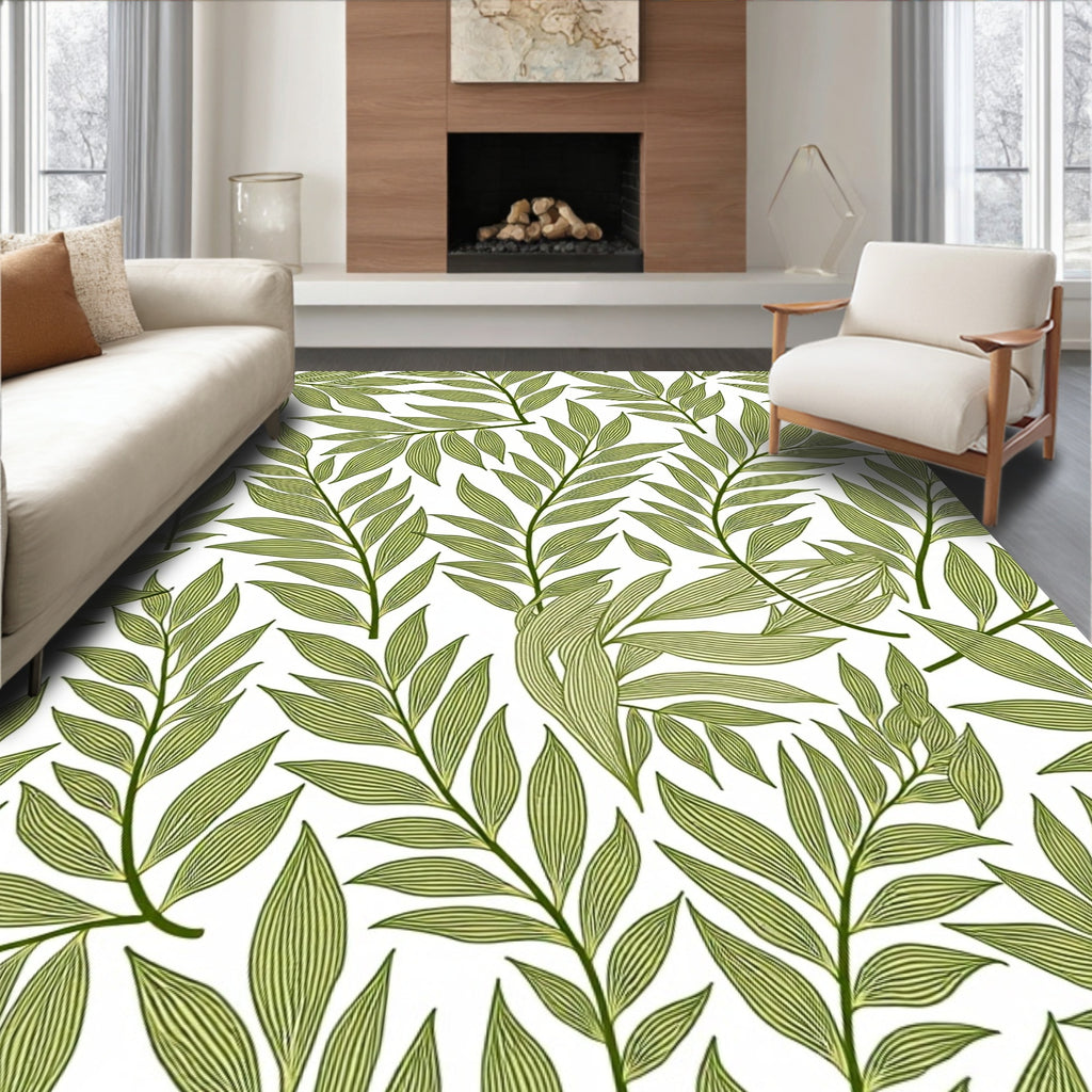 Verdant Green Leafy Branches Rug