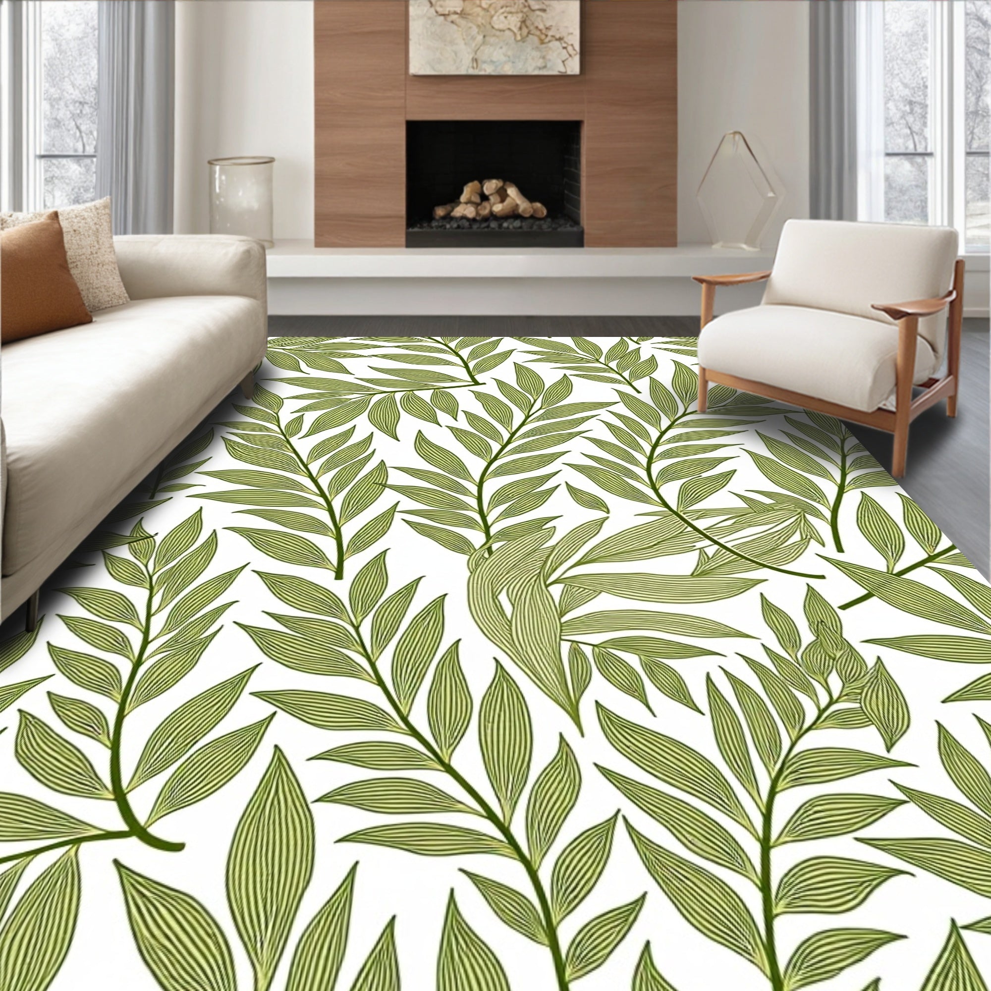Verdant Green Leafy Branches Rug