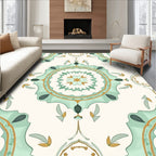 Mint Gold Medallion Damask Rug