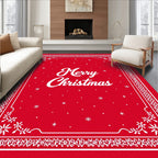 Classic Red Snowflakes Border Rug