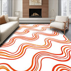 Vibrant Orange Wavy Ribbon Rug