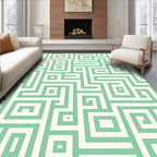 Soft Mint Geometric Labyrinth Intricate Rug