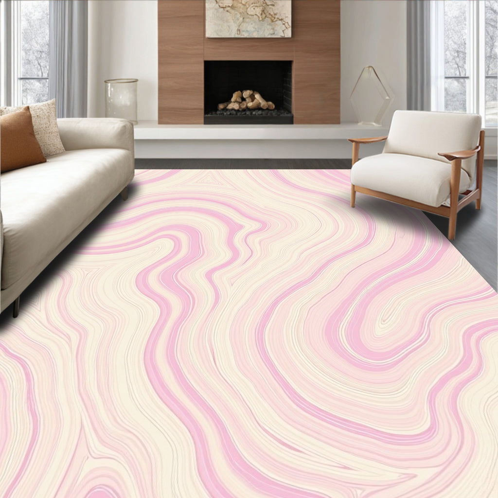 Soft Pink Agate Swirl Rug