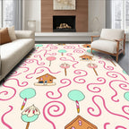 Sweet Gingerbread Houses Candy Swirls Rug