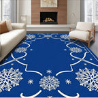 Cobalt Blue Snowflake Border Rug