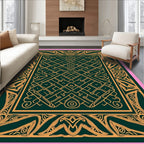 Emerald Gold Intricate Interlocking Frame Rug