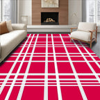 Crimson White Plaid Grid Rug
