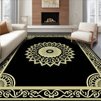 Golden Black Intricate Mandala Frame Rug