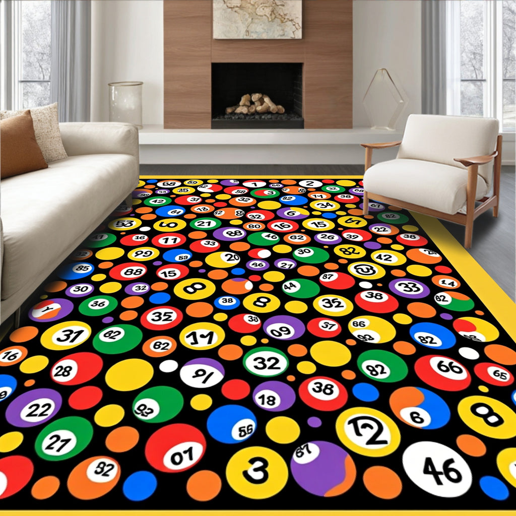 Colorful Bingo Balls Collage Rug