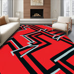 Bold Red Geometric Zigzag Lines Rug