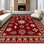 Crimson Gold Botanical Emblem Medallion Rug