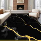 Black Gold Vein Abstract Rug