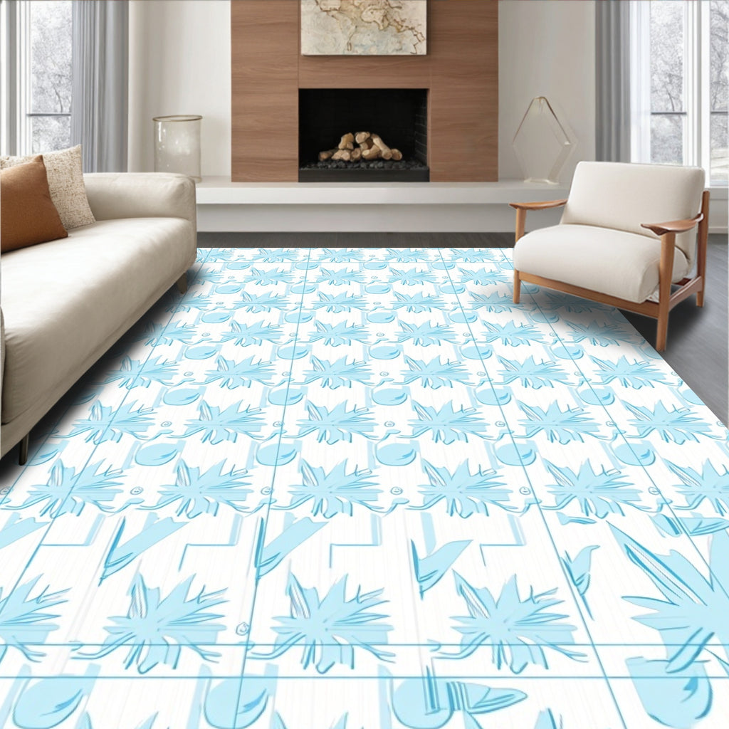 Light Blue Starburst Water Drop Rug