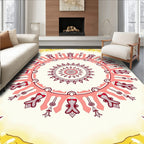 Crimson Floral Mandala Yellow Border Rug