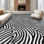 Bold Black White Animal Stripes Rug
