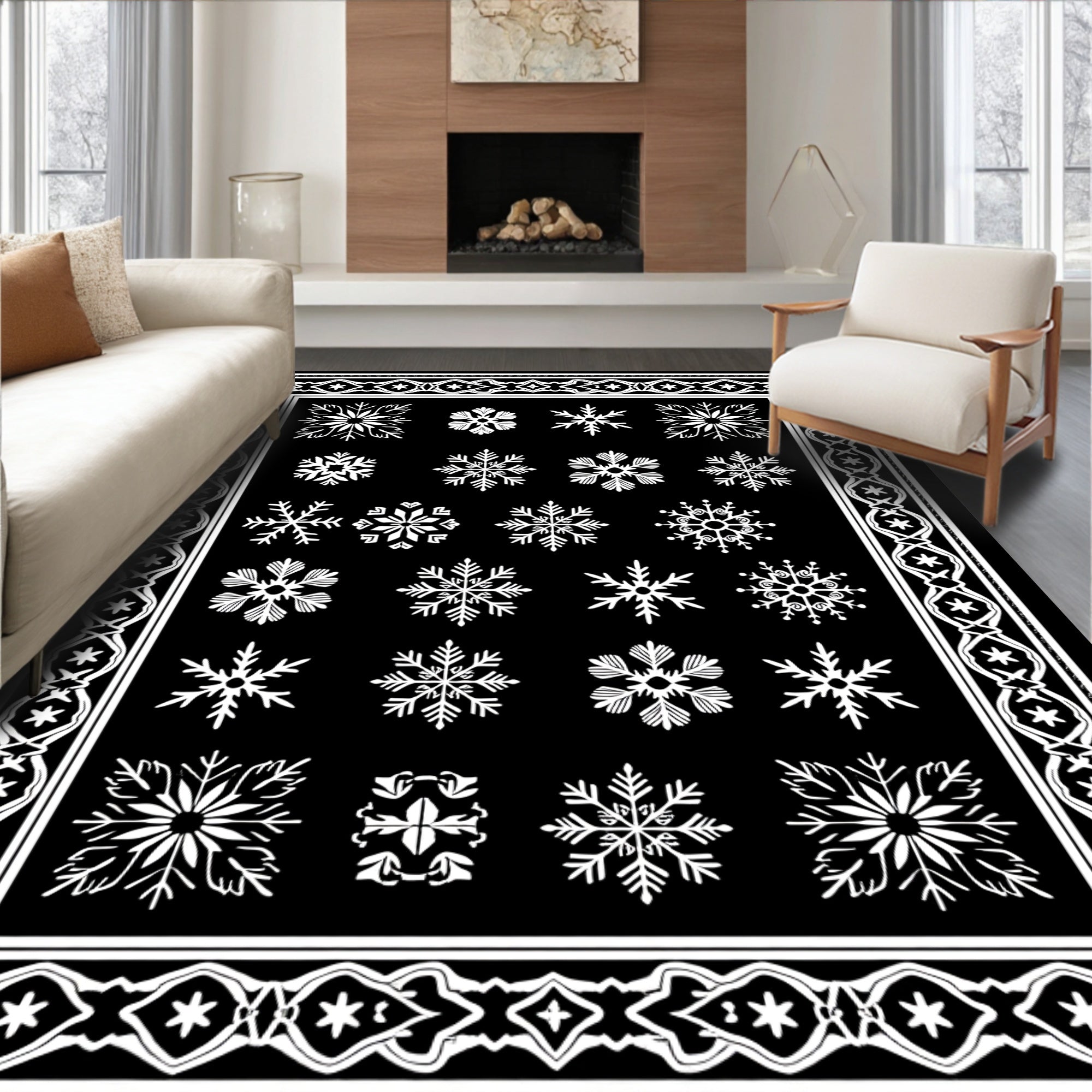 Winter Wonderland Snowflake Collection Rug