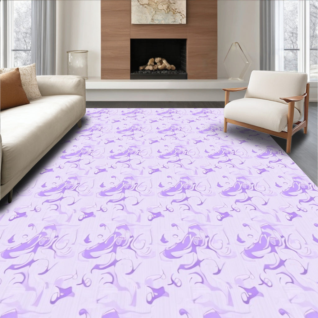 Lavender Swirl Abstract Watercolor Rug