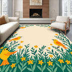 Yellow Birds In Lush Garden Rug