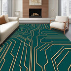 Cool Teal Circuit Board Lines Rug