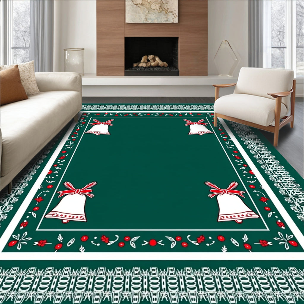 Festive Green Bell Border Rug