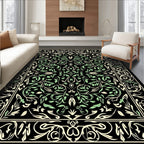 Cream Green Floral Vine Area Rug