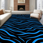Bold Blue Wavy Lines Rug