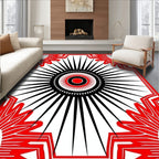Bold Sunburst Radiance Red Black Rug