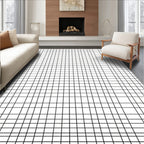 Classic Black White Grid Rug