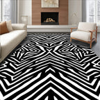 Monochromatic Black White Zebra Stripes Rug