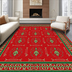 Victorian Red Green Leaf Border Rug