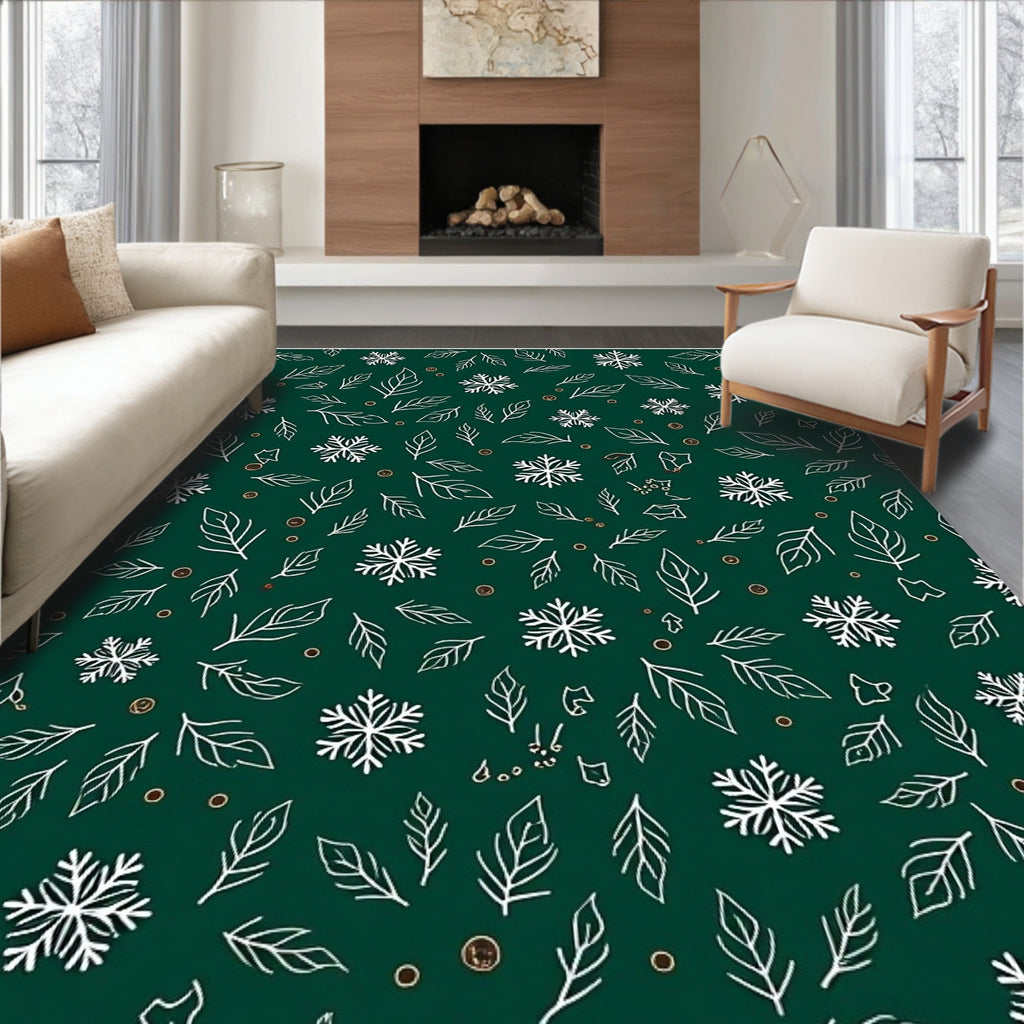 Green Snowflake Leaf Scatter Rug