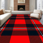 Classic Red Black Plaid Squares Rug
