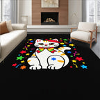 Rainbow Bow Cat Festive Star Confetti Rug