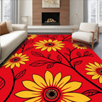 Bold Yellow Sunflower Floral Vines Rug