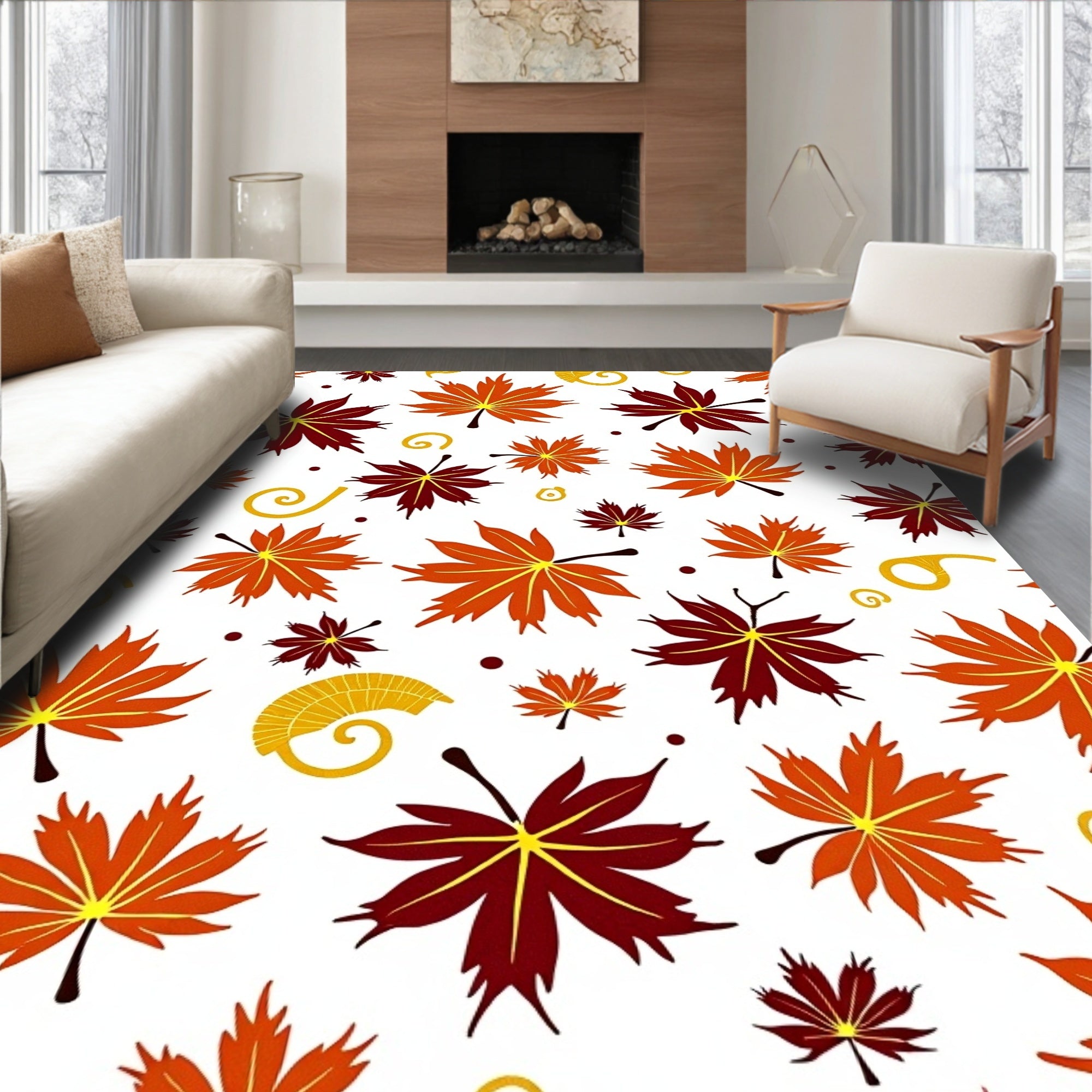 Autumn Leaf Swirl Gradient Rug