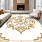 Golden Floral Sunburst Medallion Rug