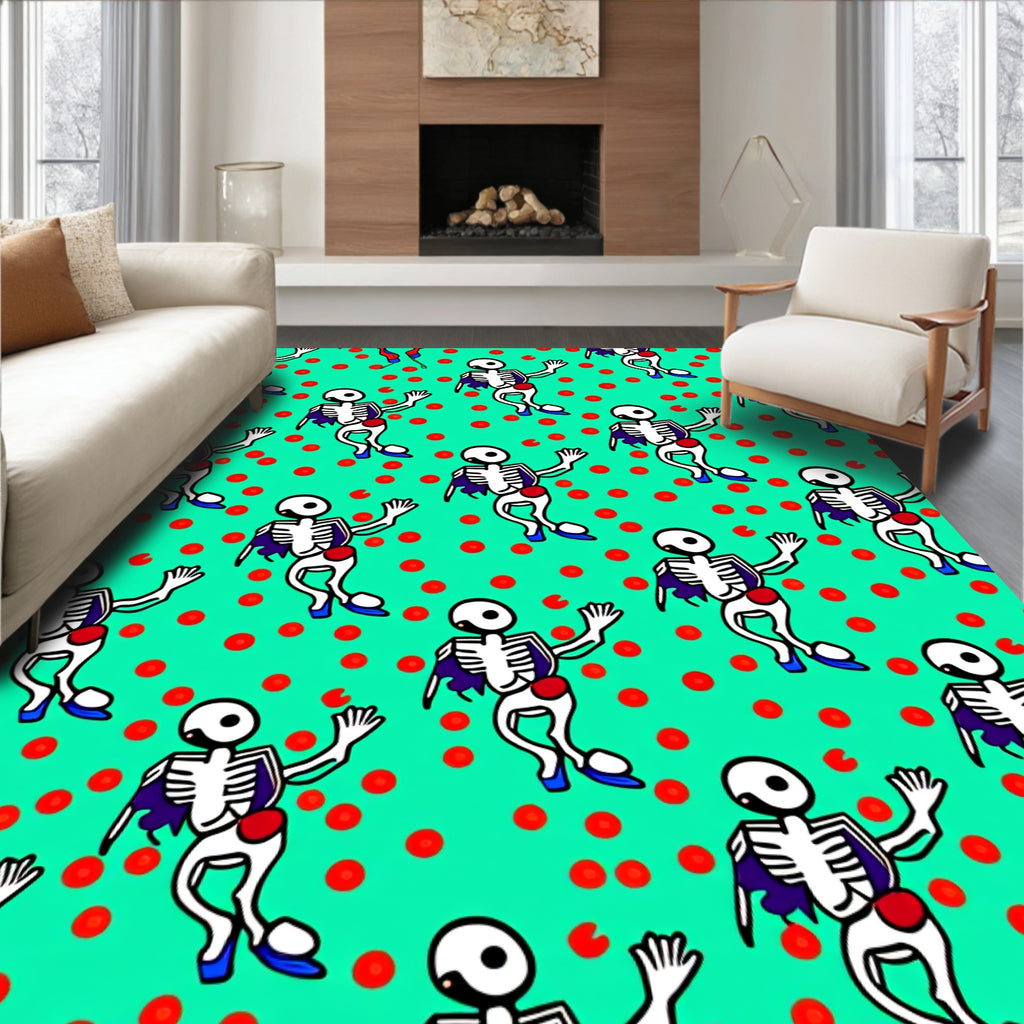 Whimsical Skeleton Polka Dot Garden Rug
