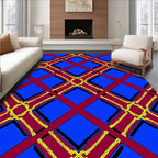 Crimson Cobalt Chain Lattice Rug