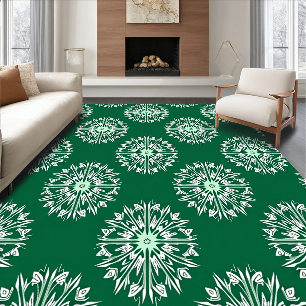 Emerald Starburst Mandala Rug