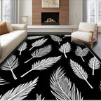 Black White Tropical Feather Repeat Rug