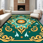 Emerald Teal Medallion Floral Accent Rug