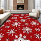 Crimson White Snowflake Scatter Rug