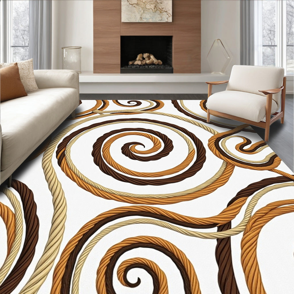 Earthy Tone Twisted Rope Swirls Rug